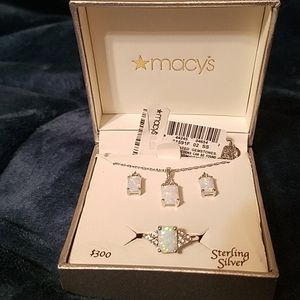 Opal ring, earrings, necklace set